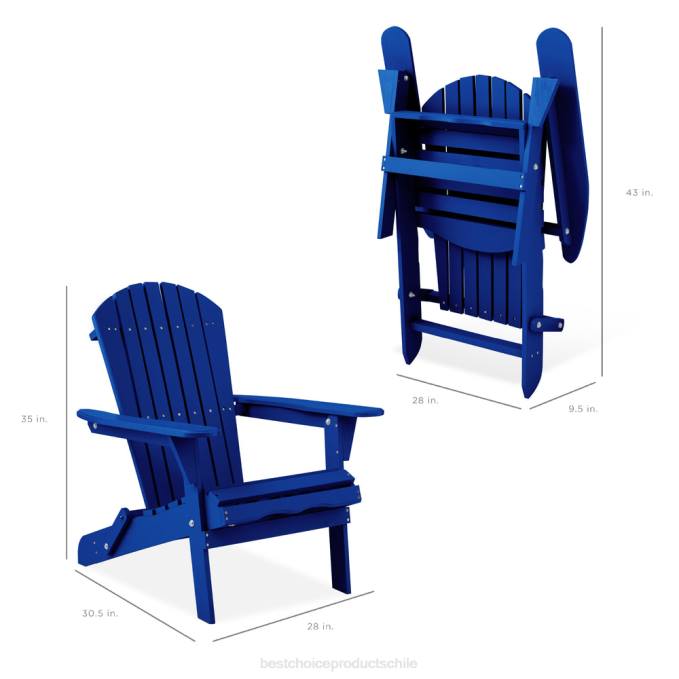 vida al aire libre | Best Choice Products Silla Adirondack plegable de madera, muebles decorativos con vetas de madera natural azul08BN747