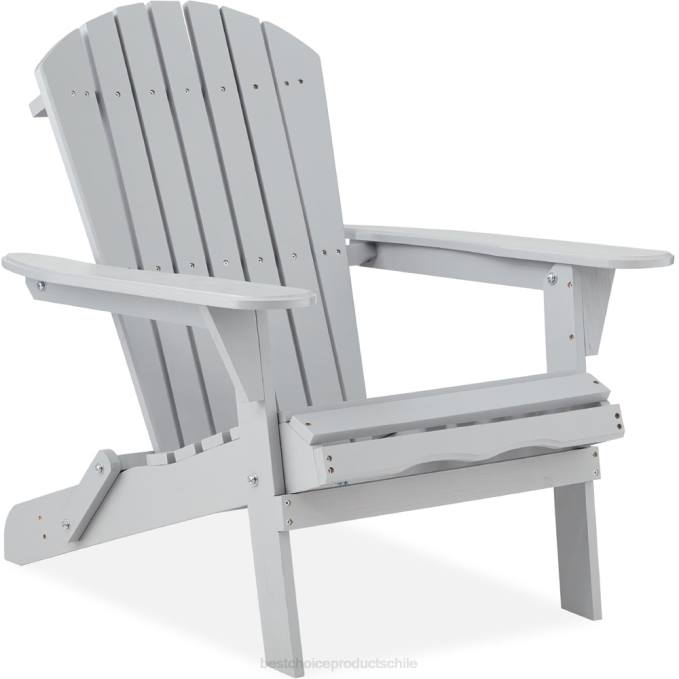 vida al aire libre | Best Choice Products Silla Adirondack plegable de madera, muebles decorativos con vetas de madera natural gris08BN744
