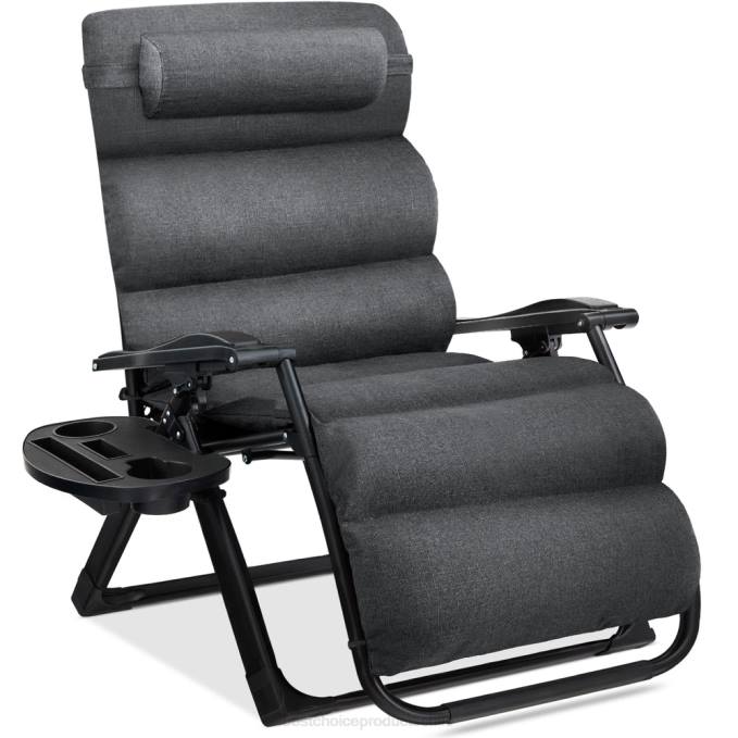 vida al aire libre | Best Choice Products Silla extragrande de gravedad cero, sillón reclinable plegable para exteriores con cojín extraíble gris fósil08BN1429