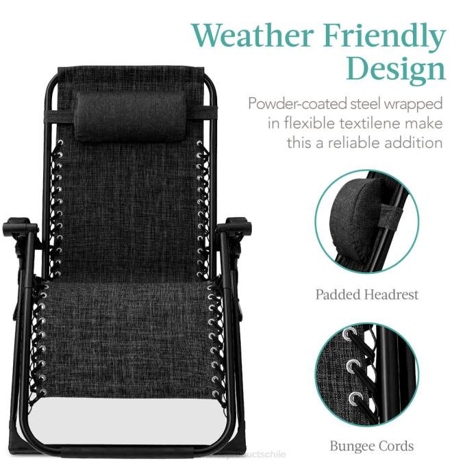 vida al aire libre | Best Choice Products Silla extragrande de gravedad cero, sillón reclinable plegable para exteriores con cojín extraíble ónix negro08BN1432