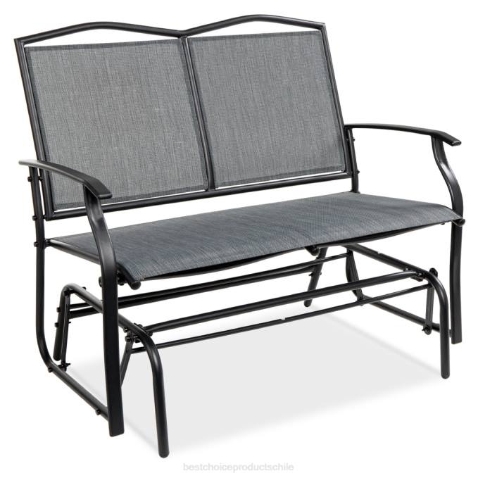 vida al aire libre | Best Choice Products Sofá de dos plazas para patio para 2 personas, columpio, banco mecedor con reposabrazos gris08BN1457