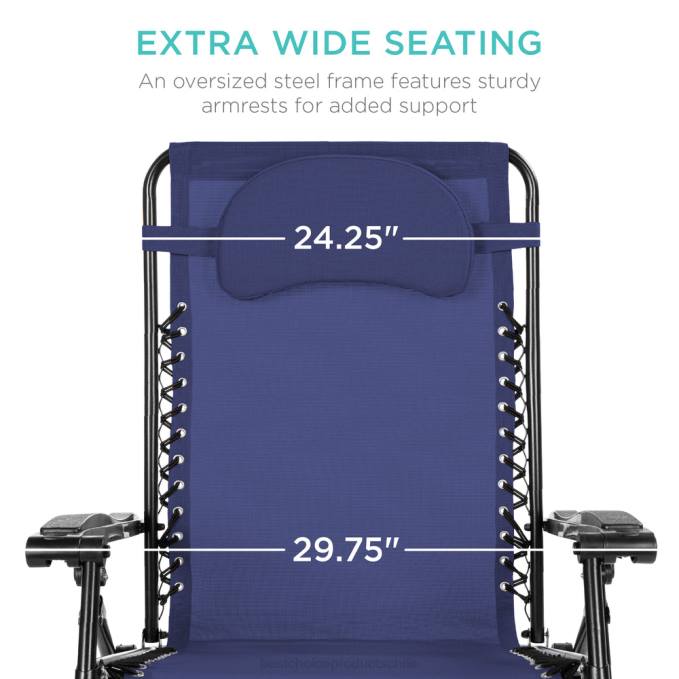 vida al aire libre | Best Choice Products Tumbona reclinable de gran tamaño con silla de gravedad cero con portavasos y almohada Armada08BN1327