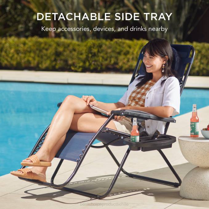 vida al aire libre | Best Choice Products Tumbona reclinable de gran tamaño con silla de gravedad cero con portavasos y almohada Armada08BN1327