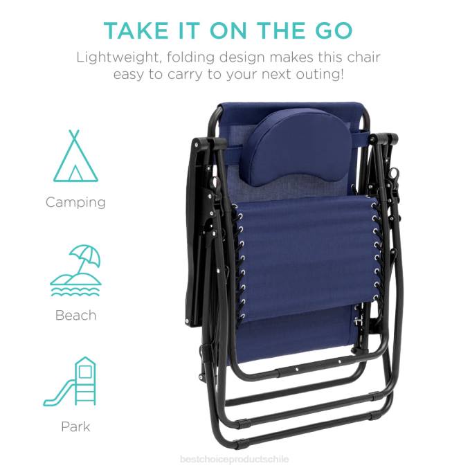 vida al aire libre | Best Choice Products Tumbona reclinable de gran tamaño con silla de gravedad cero con portavasos y almohada Armada08BN1327