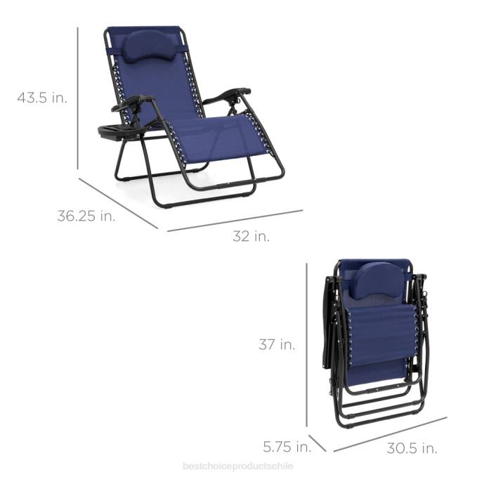 vida al aire libre | Best Choice Products Tumbona reclinable de gran tamaño con silla de gravedad cero con portavasos y almohada Armada08BN1327