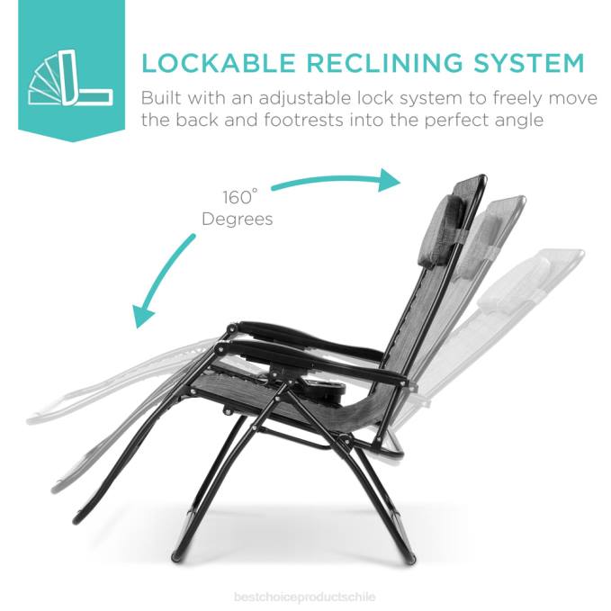 vida al aire libre | Best Choice Products Tumbona reclinable de gran tamaño con silla de gravedad cero con portavasos y almohada gris08BN1328