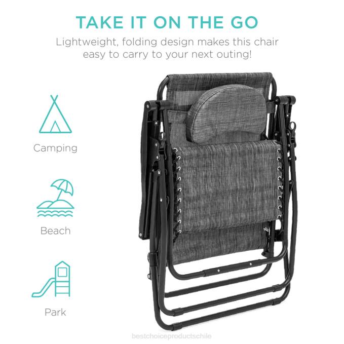 vida al aire libre | Best Choice Products Tumbona reclinable de gran tamaño con silla de gravedad cero con portavasos y almohada gris08BN1328