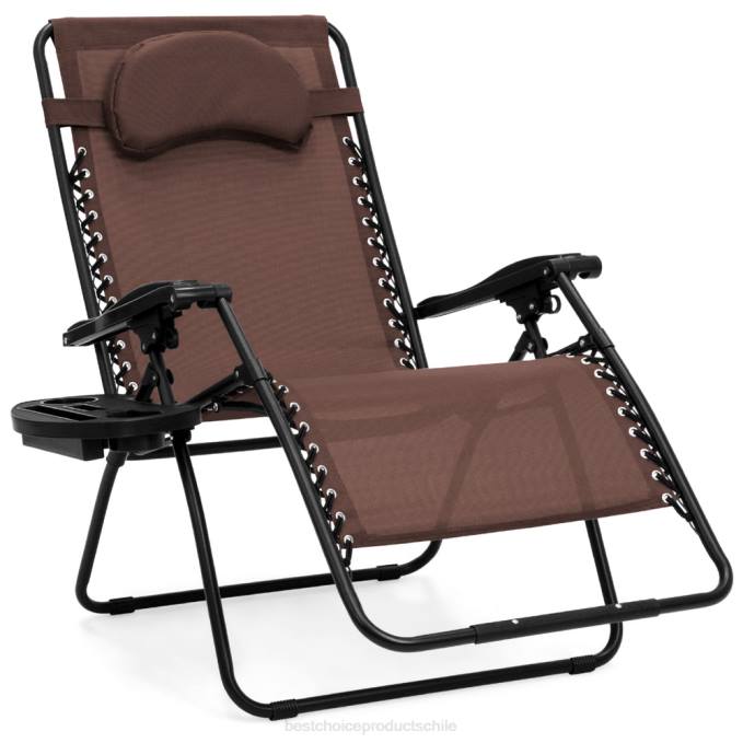 vida al aire libre | Best Choice Products Tumbona reclinable de gran tamaño con silla de gravedad cero con portavasos y almohada marrón08BN1332