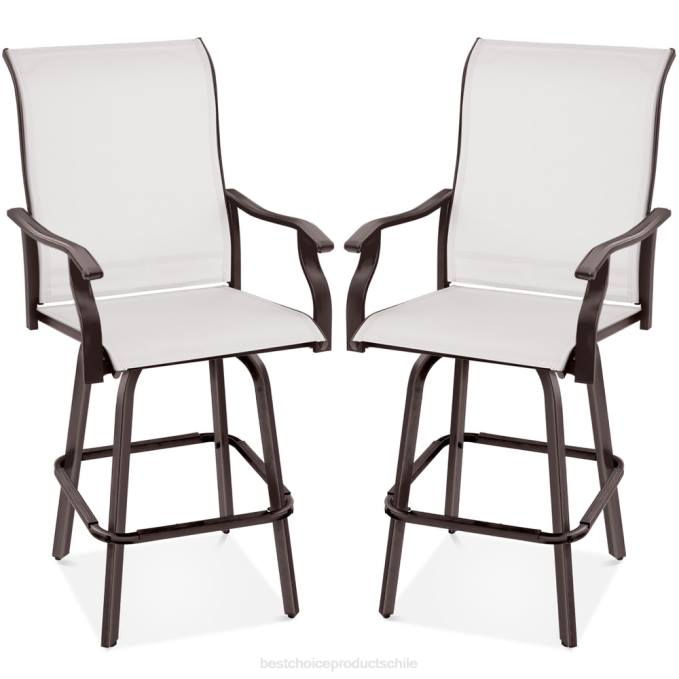 vida al aire libre | Best Choice Products juego de 2 taburetes de bar giratorios con rotación de 360, malla para todo tipo de clima Marfil08BN1388