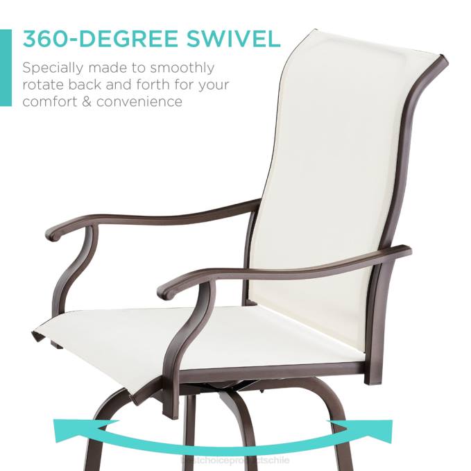 vida al aire libre | Best Choice Products juego de 2 taburetes de bar giratorios con rotación de 360, malla para todo tipo de clima Marfil08BN1388