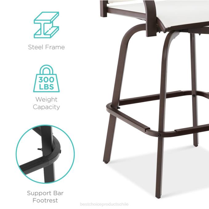 vida al aire libre | Best Choice Products juego de 2 taburetes de bar giratorios con rotación de 360, malla para todo tipo de clima Marfil08BN1388