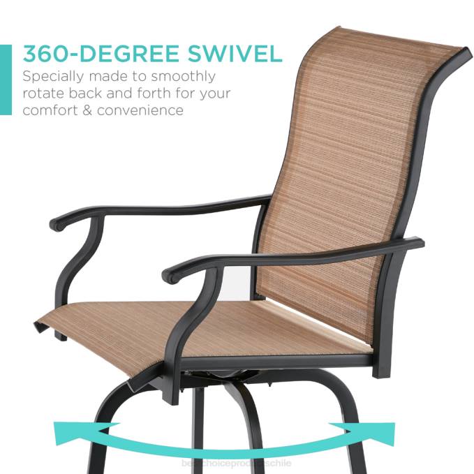 vida al aire libre | Best Choice Products juego de 2 taburetes de bar giratorios con rotación de 360, malla para todo tipo de clima broncearse08BN1384