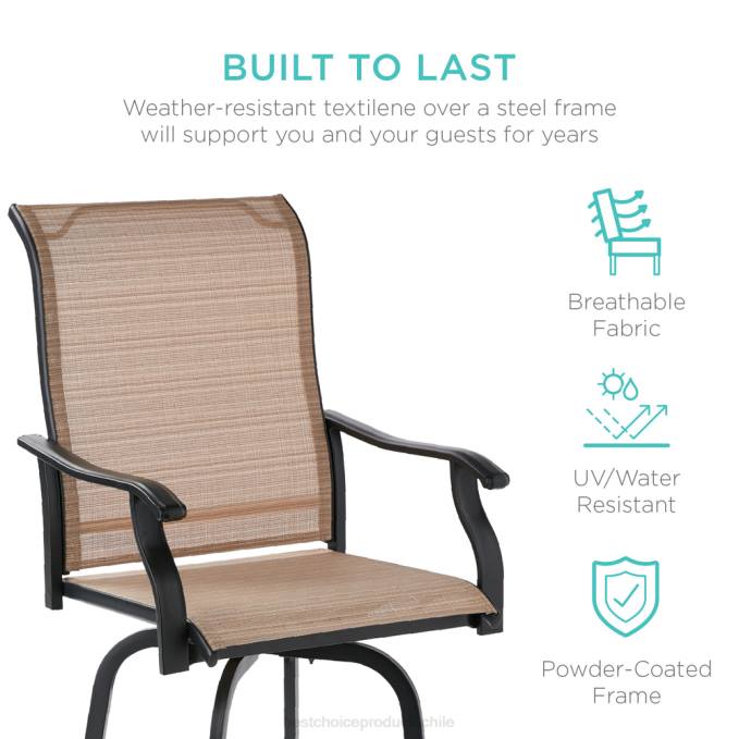 vida al aire libre | Best Choice Products juego de 2 taburetes de bar giratorios con rotación de 360, malla para todo tipo de clima broncearse08BN1384