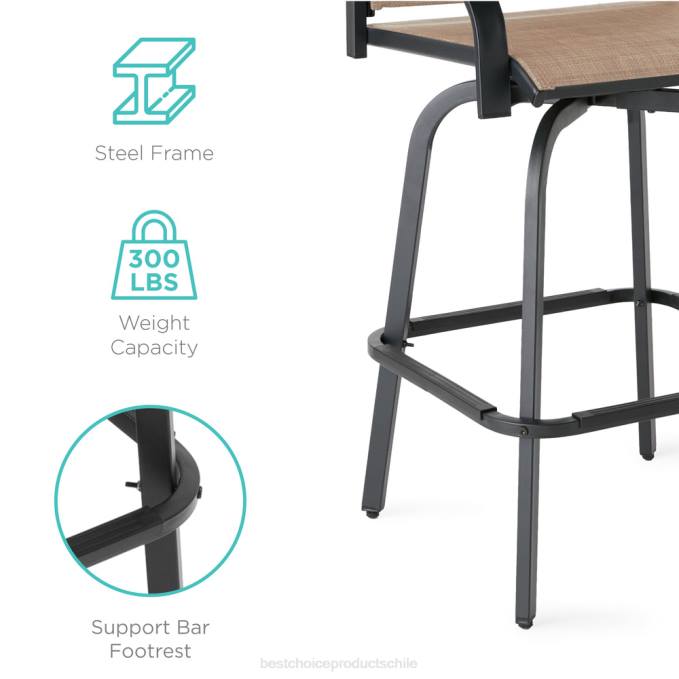 vida al aire libre | Best Choice Products juego de 2 taburetes de bar giratorios con rotación de 360, malla para todo tipo de clima broncearse08BN1384