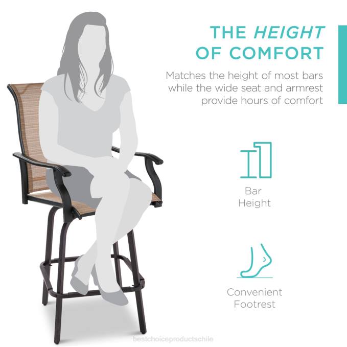 vida al aire libre | Best Choice Products juego de 2 taburetes de bar giratorios con rotación de 360, malla para todo tipo de clima broncearse08BN1384