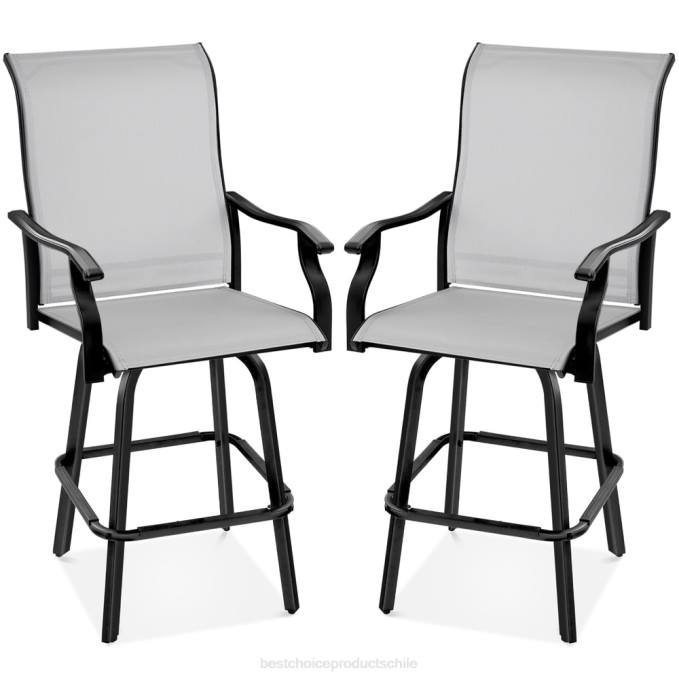 vida al aire libre | Best Choice Products juego de 2 taburetes de bar giratorios con rotación de 360, malla para todo tipo de clima gris08BN1387