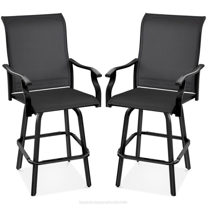 vida al aire libre | Best Choice Products juego de 2 taburetes de bar giratorios con rotación de 360, malla para todo tipo de clima negro08BN1386