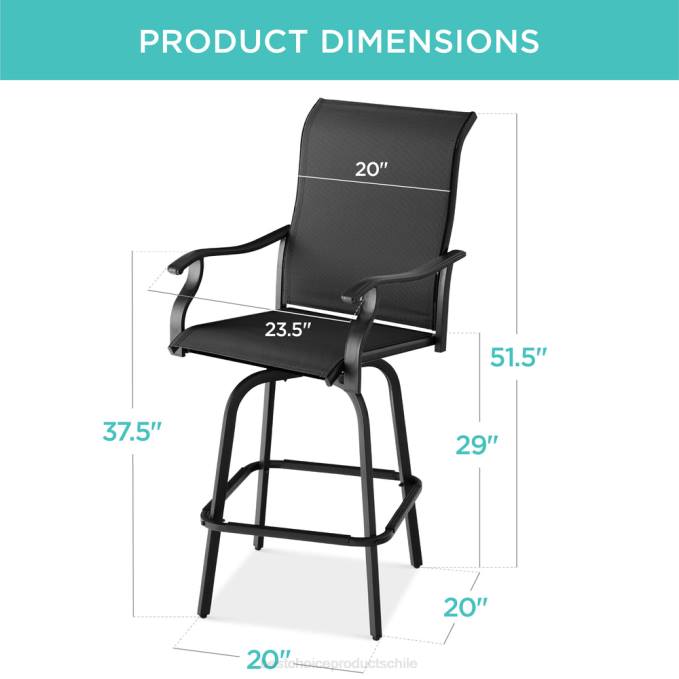 vida al aire libre | Best Choice Products juego de 2 taburetes de bar giratorios con rotación de 360, malla para todo tipo de clima negro08BN1386
