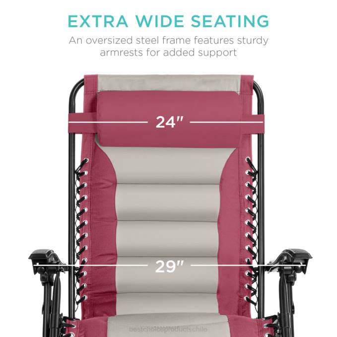 vida al aire libre | Best Choice Products silla acolchada de gran tamaño con gravedad cero, sillón reclinable plegable con reposacabezas y bandeja lateral rosa/topo08BN762