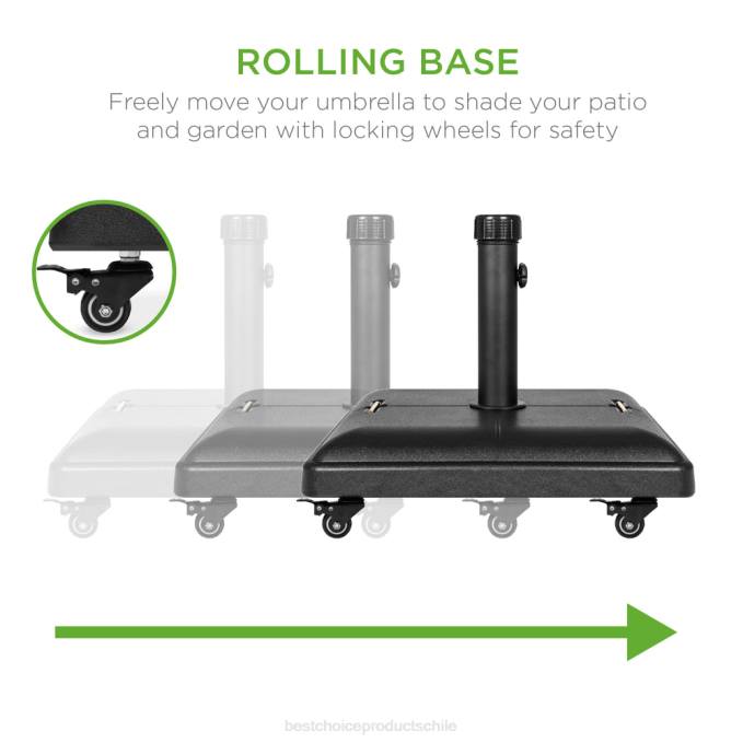 vida al aire libre | Best Choice Products 81 libras. Soporte de base de paraguas de hormigón resistente con ruedas negro08BN420