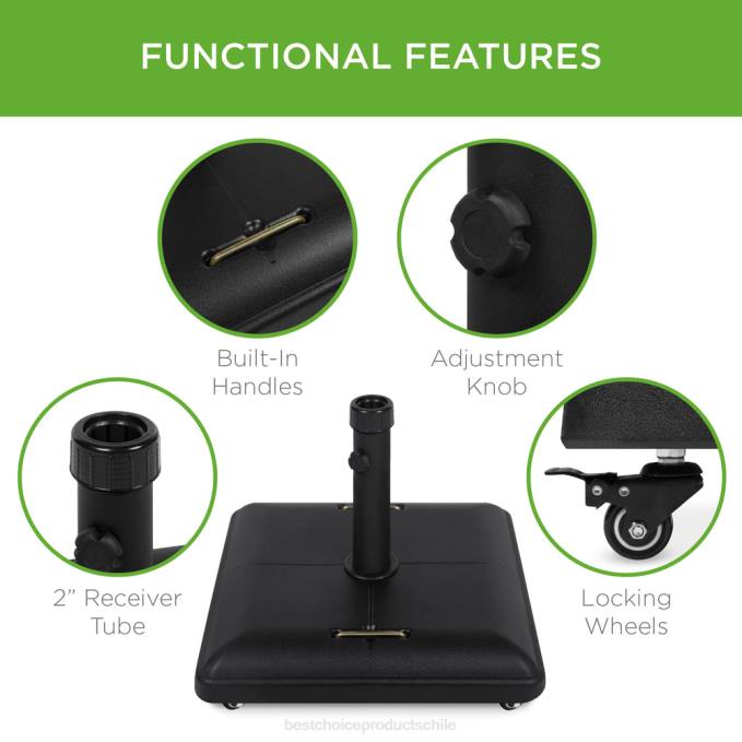 vida al aire libre | Best Choice Products 81 libras. Soporte de base de paraguas de hormigón resistente con ruedas negro08BN420