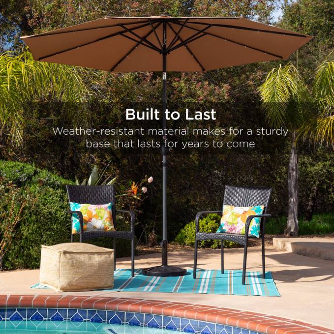 vida al aire libre | Best Choice Products Base redonda para sombrilla de patio de 18 pulgadas con acabado rústico bronce08BN926