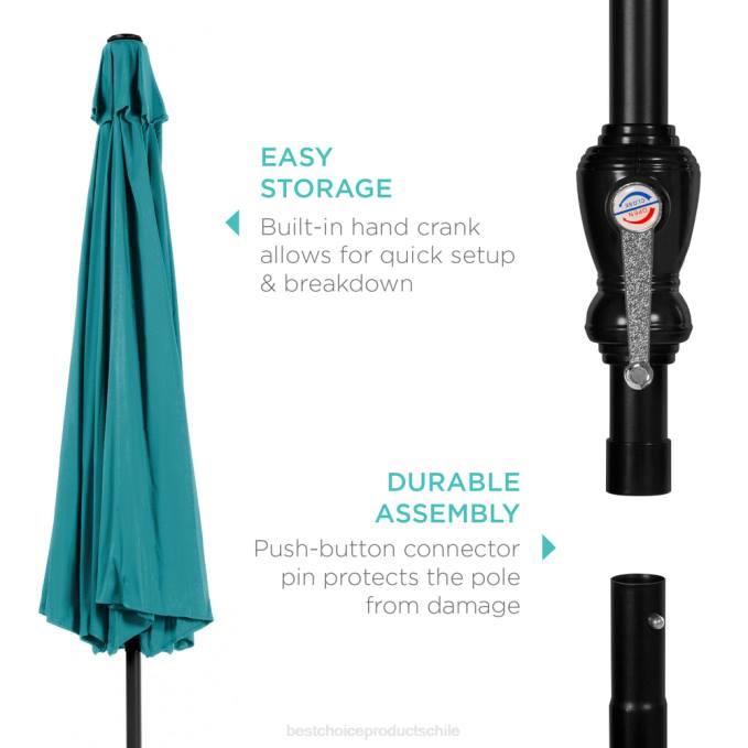 vida al aire libre | Best Choice Products Decoración de sombrilla de patio de mercado de acero al aire libre con inclinación y elevación de manivela azul claro08BN1379