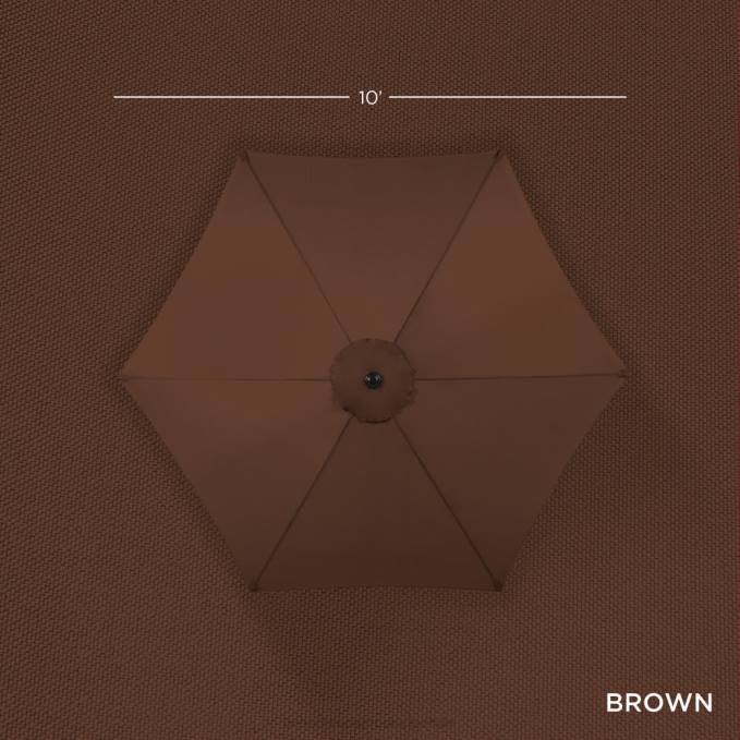 vida al aire libre | Best Choice Products Decoración de sombrilla de patio de mercado de acero al aire libre con inclinación y elevación de manivela marrón08BN1370