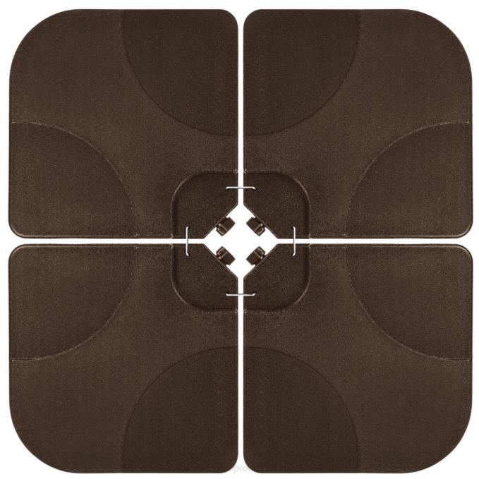 vida al aire libre | Best Choice Products Juego de placa base cuadrada con soporte para sombrilla de patio compensado en voladizo de 4 piezas marrón08BN1389