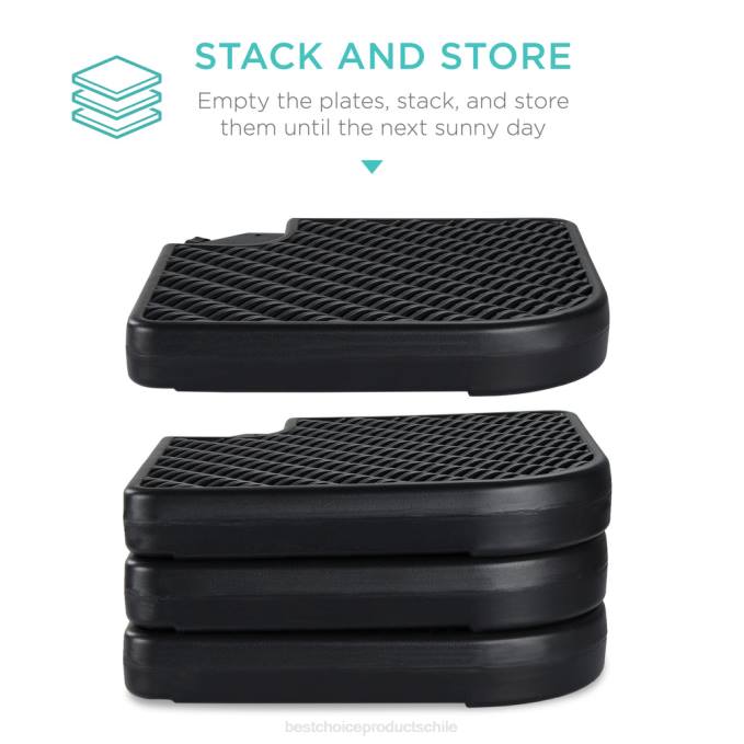 vida al aire libre | Best Choice Products Juego de placa base cuadrada con soporte para sombrilla de patio compensado en voladizo de 4 piezas mimbre sintético negro08BN915