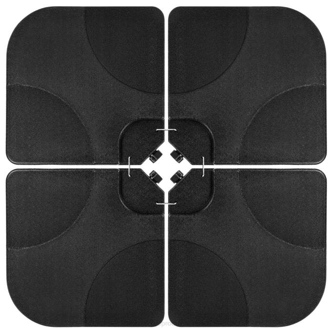 vida al aire libre | Best Choice Products Juego de placa base cuadrada con soporte para sombrilla de patio compensado en voladizo de 4 piezas negro08BN1390