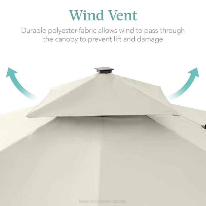 vida al aire libre | Best Choice Products Paraguas desplazado en voladizo LED cuadrado de 2 niveles con rotación de 360, base Marfil08BN906