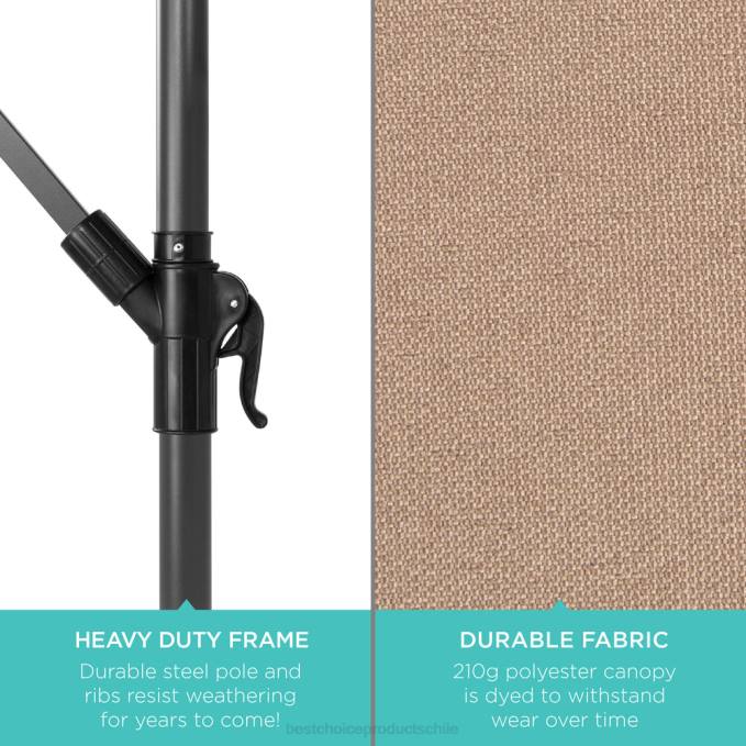 vida al aire libre | Best Choice Products Sombrilla de patio colgante con desplazamiento LED solar con ajuste de inclinación de manivela broncearse08BN841