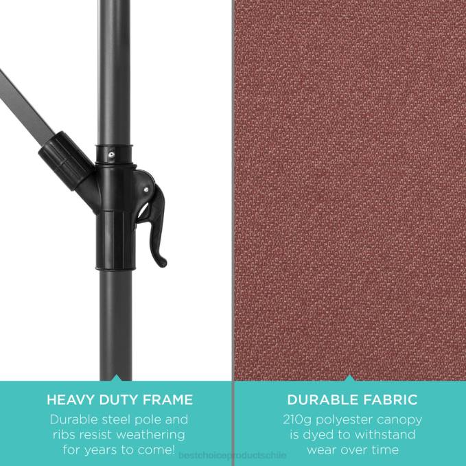 vida al aire libre | Best Choice Products Sombrilla de patio colgante con desplazamiento LED solar con ajuste de inclinación de manivela color topo profundo08BN842