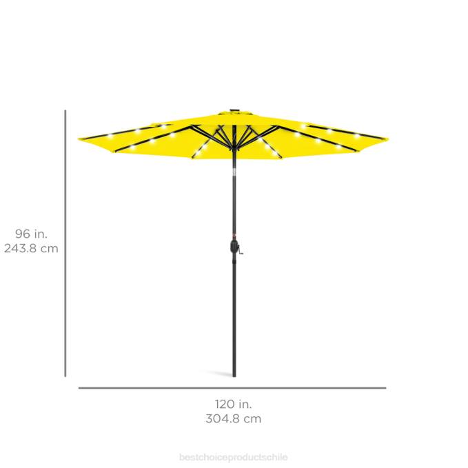 vida al aire libre | Best Choice Products Sombrilla de patio con luz LED solar con ajuste de inclinación, resistencia a los rayos UV amarillo08BN1346