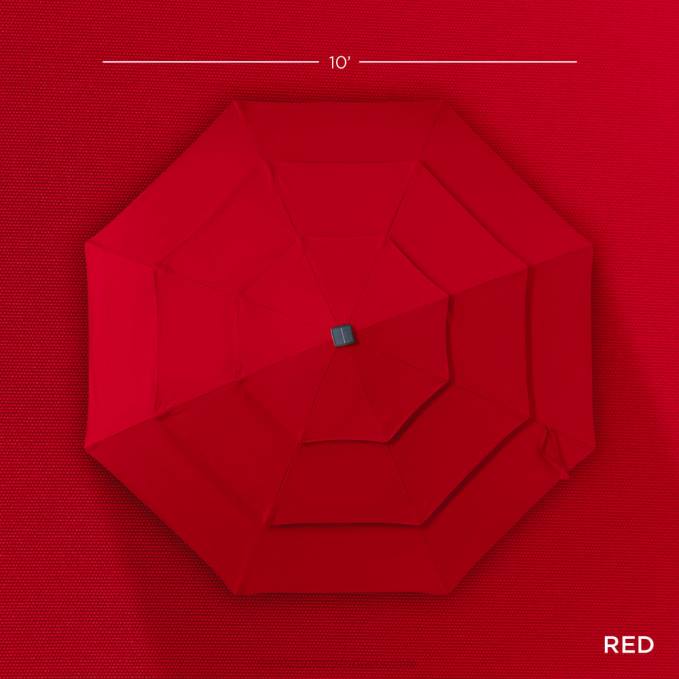 vida al aire libre | Best Choice Products Sombrilla solar de 3 niveles con luces LED, ajuste de inclinación y manivela rojo08BN1474