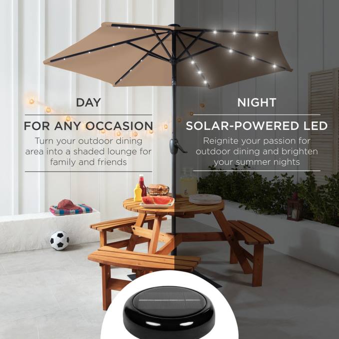 vida al aire libre | Best Choice Products Sombrilla solar para patio al aire libre con botón de inclinación y manivela broncearse08BN857