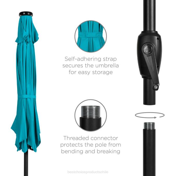 vida al aire libre | Best Choice Products Sombrilla solar para patio al aire libre con botón de inclinación y manivela cielo azul08BN858