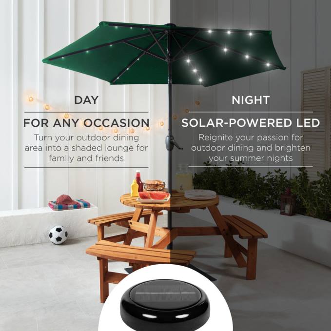 vida al aire libre | Best Choice Products Sombrilla solar para patio al aire libre con botón de inclinación y manivela verde08BN864