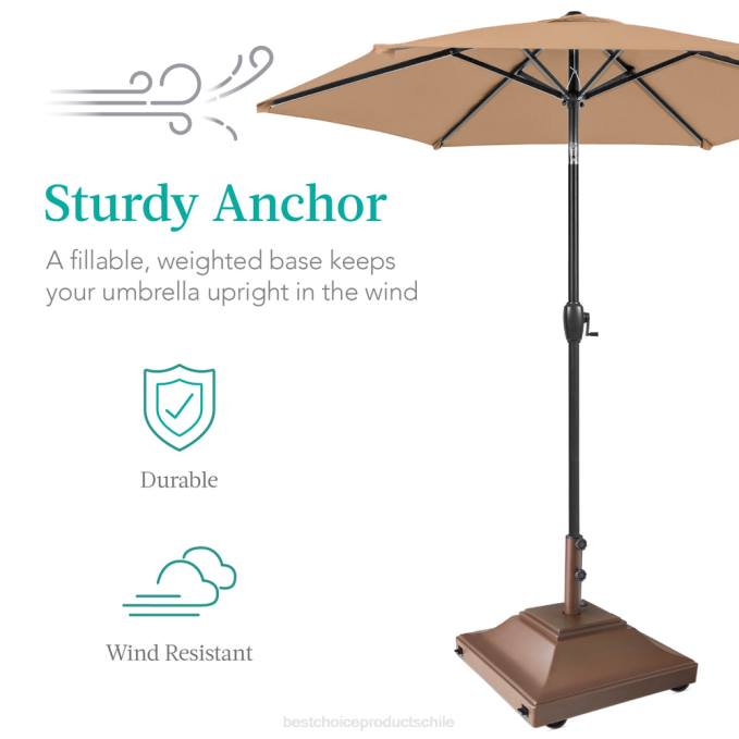 vida al aire libre | Best Choice Products base móvil para sombrilla, soporte rellenable con 4 ruedas, 2 candados, capacidad de 120 lb marrón08BN1443